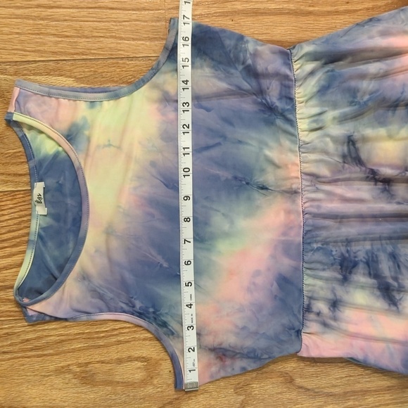 Égs by Éloges blue, yellow and pink tie-dye sleeveless maxi dress, women's large - Picture 2 of 5